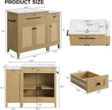 30" Bathroom Vanity with Storage Side Cabinet, Freestanding Bathroom Cabinet with Ceramic Sink, Flip-Down Drawer & Soft Closing Door, Farmhouse A133-B0FF4PLZ6K