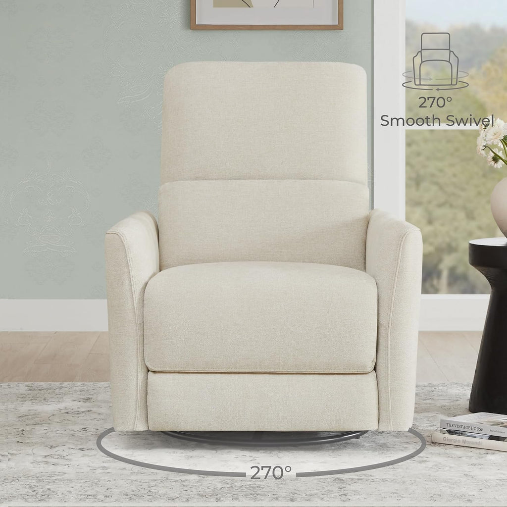 Power Swivel Glider Recliner Chair, Nursery Glider, Fabric in Linen | FSC Certified Upholstery Rocking Chair, Power