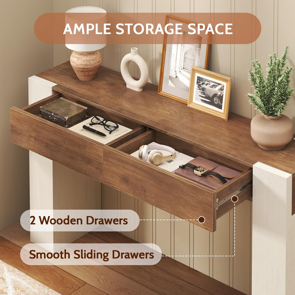47" Entryway Console Table with 2 Drawers, Farmhouse Sofa Table