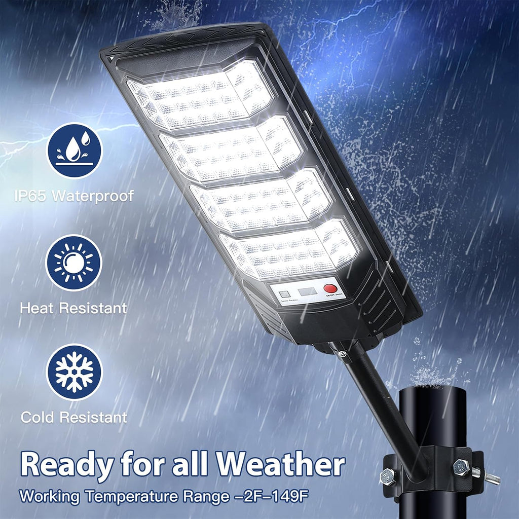 2 Pack Solar Street Lights Outdoor Waterproof,6500K LED Motion Sensor Lights,Dusk to Dawn Solar Flood Lights with