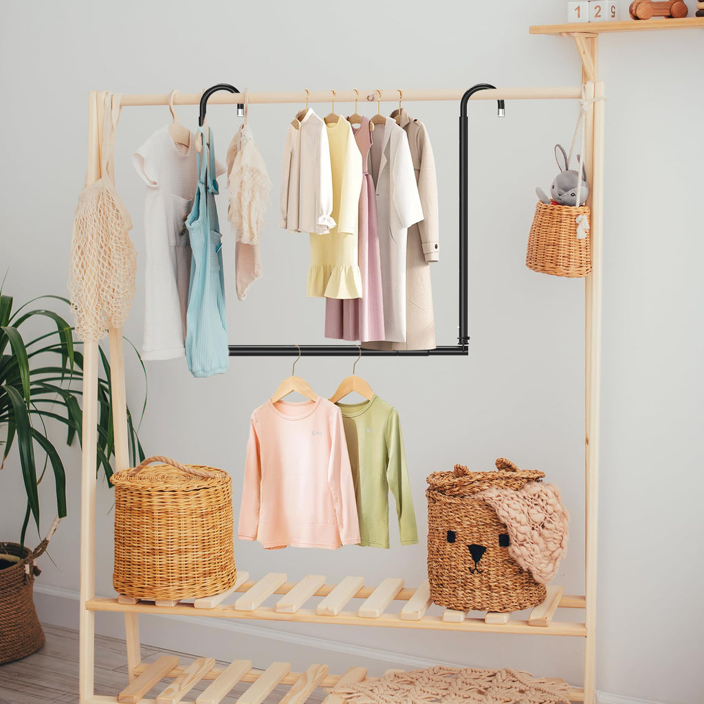 Hanging Closet Rod Adjustable Width Height Closet Rods For Hanging Clothes Black 2 Pack Closet Extender Hanging Rod