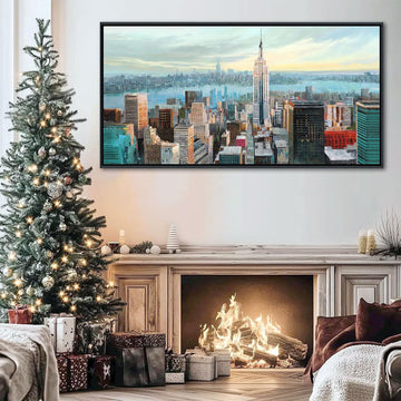 Abstract Wall Art - Modern New York City Wall Art Large Canvas Pictures Bedroom, Wall Decor Framed Painting Elegant