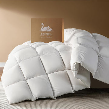 Goose Down Fiber Comforter King - All Season Naturally Breathable Down Comforters