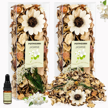 Potpourri Bowl Filler, Jasmine Scent Potpourri Bag with Essential Oil - Set of 2