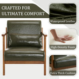 Modern Lounge Chair and Ottoman — Green Faux Leather