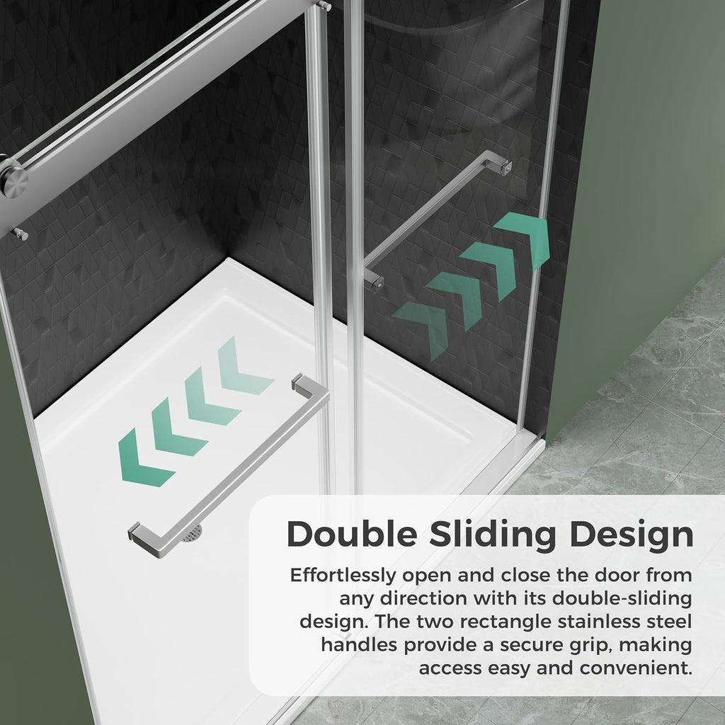 56"-60" W x 75" H Frameless Double Sliding Shower Door