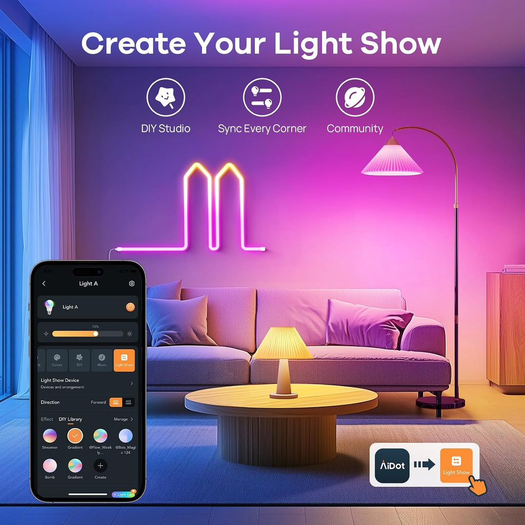 Matter Smart Light Bulb, Smart Light Bulbs Work with Apple Home, Alexa, Google Home, SmartThings, A19 Color Changing