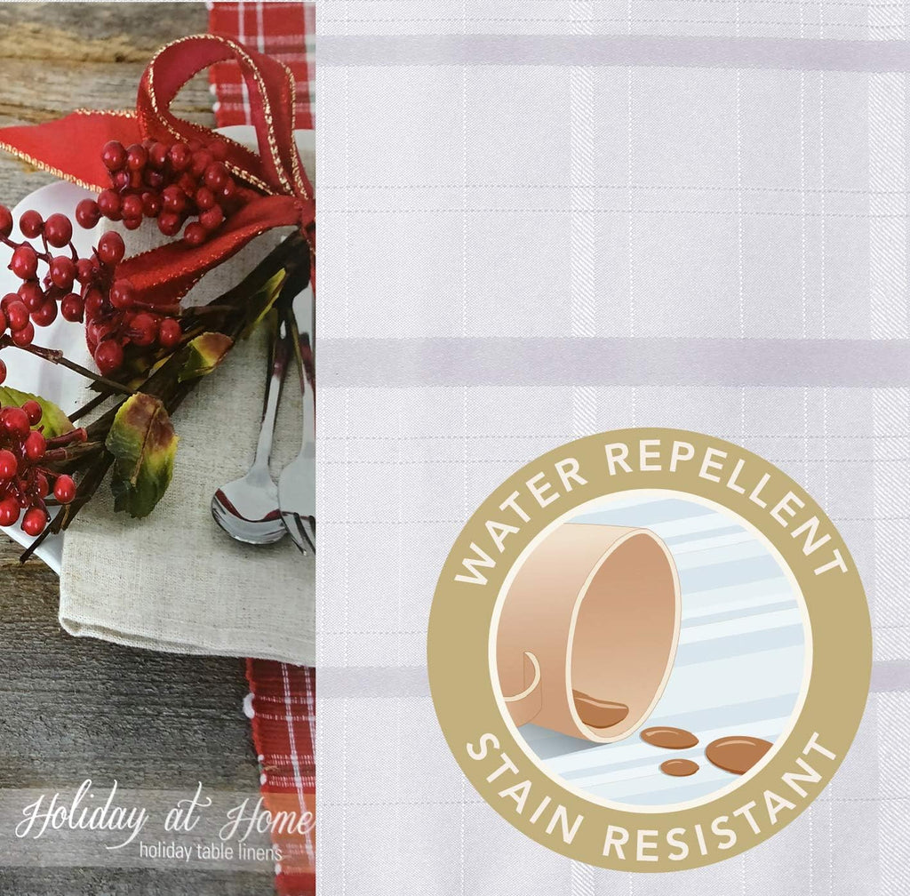 60 x 84 Inch Rectangle Fabric Tablecloth, Elegance Plaid, 100% Polyester, No Iron Soil Resistant Din