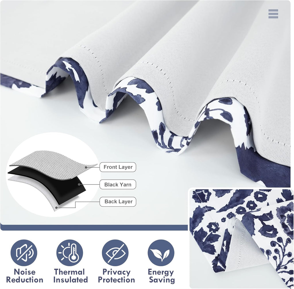 Julia Lined Valance Double Layer Thermal Insulated Room Darkening Blackout Valances 3 Inch Rod Pocket Window Valance