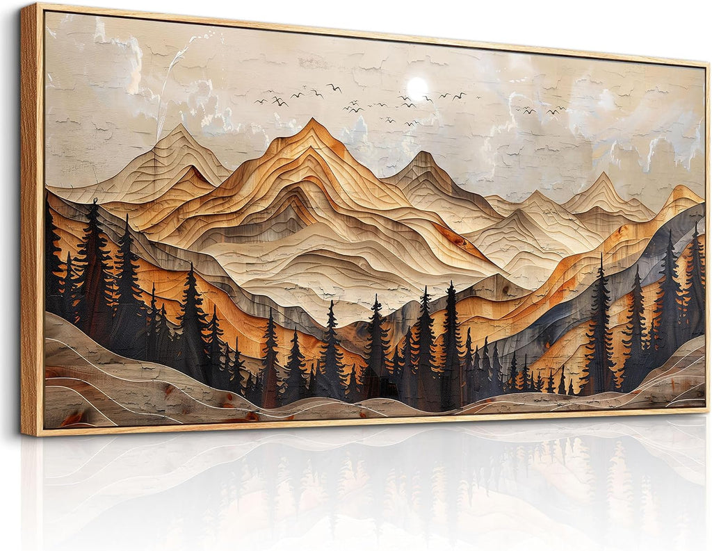 Large Framed Wall Art Decoration Abstract Wall Paintings Mountain Landscape Pictures Nature Forest Office Artwork