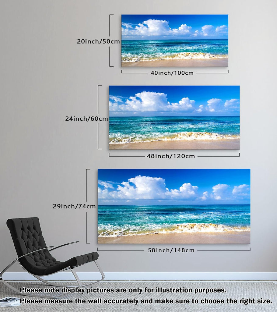 BK6775 Beach Wall Art Canvas Prints - Ocean Seascape Tropical Blue Sea Coast Picture Nature Landscape Artwork Bedroom