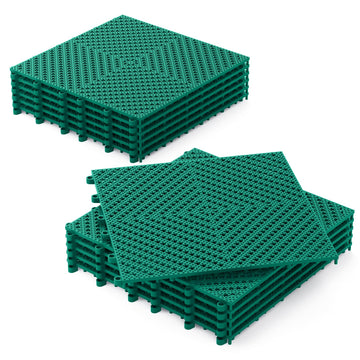 12-Pcs Interlocking Tile, Indoor/Outdoor Drainage Interlocking Floor Tiles 11.8" x 11.8", Anti-Slip Waterproof Soft