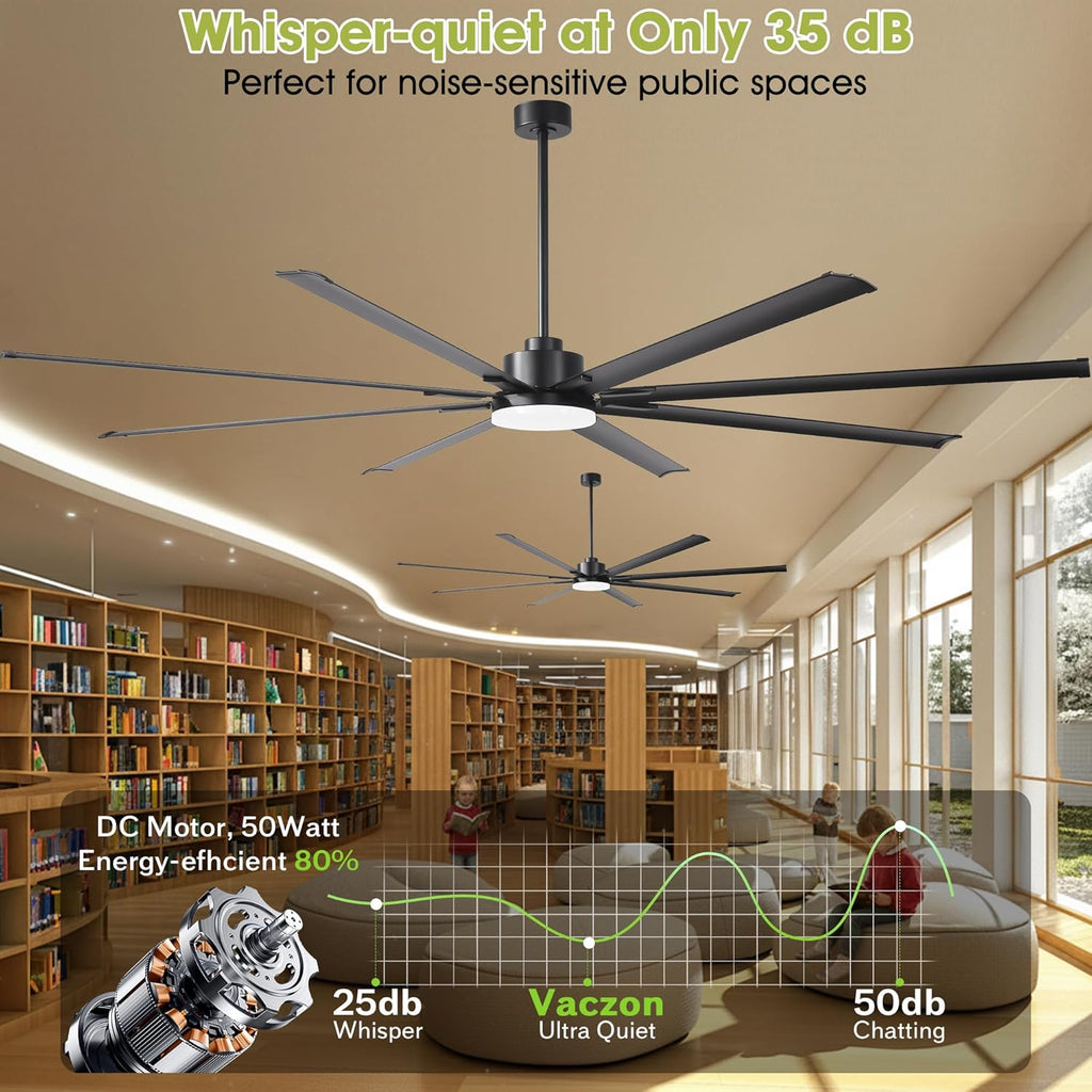 100" Ceiling Fan with LED Light and Remote - Black