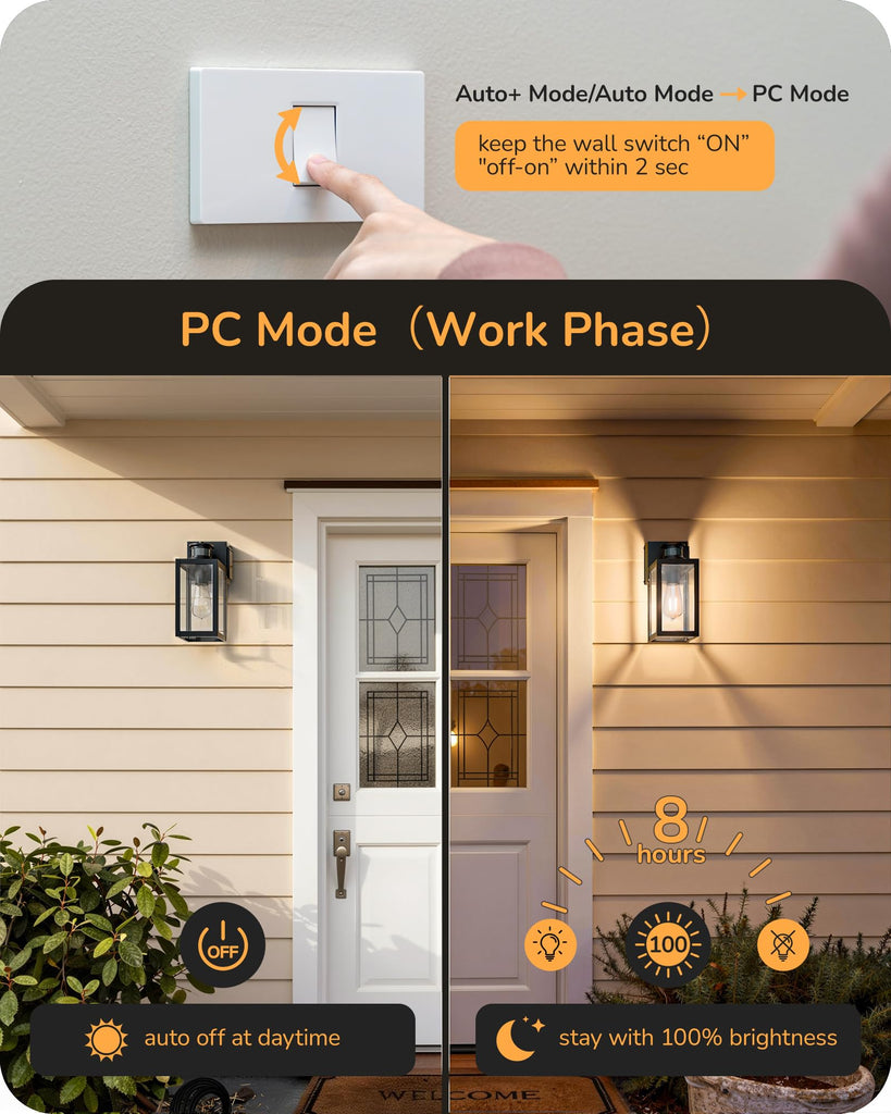 2 Pack Outdoor Wall Light with Outlet Motion Sensor Dusk to Dawn