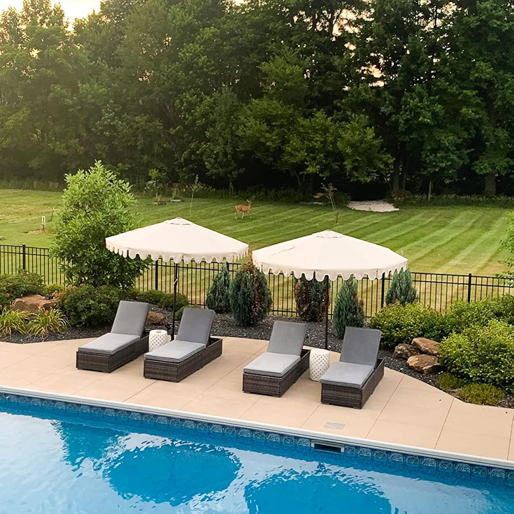 Outdoor Patio Chaise Lounge Chair, Grey Wicker, Light Grey | Reclining Adjustable PE Rattan Lounge Chair Sun Lounger
