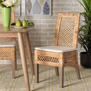 Argos Modern Bohemian Natural Rattan 2-Piece Dining Chair Set