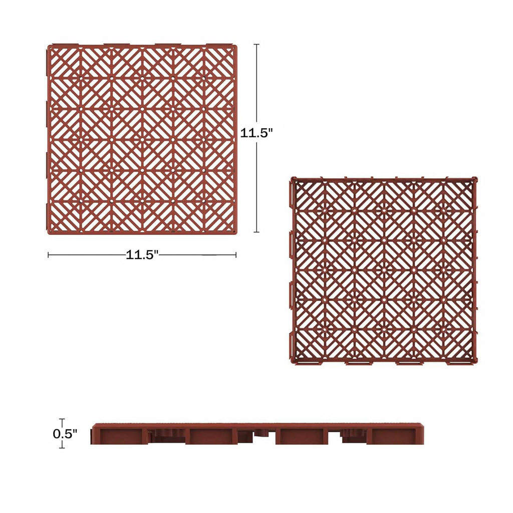 12-Pack Polypropylene Interlocking Patio Deck Tiles - Weather-Resistant Outdoor Flooring for Balcony, Porch, and Garage