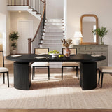Extendable Round Dining Table for 4-8, 39in-77in Long Large Kitchen Table with Fluted Base, Space Saving Modern
