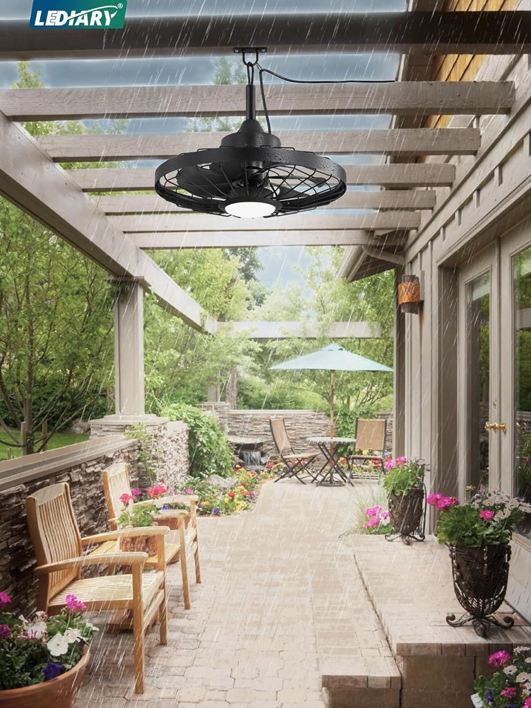 20" Outdoor Ceiling Fan with Lights,IP65 Waterproof Gazebo Hanging Fan with Remote Control Smart App