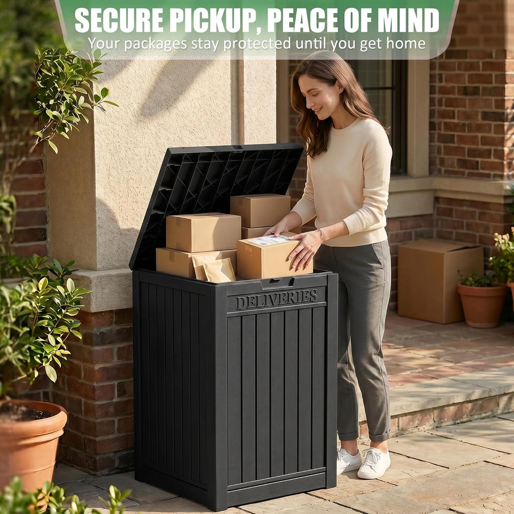 Package Delivery Boxes 55 Gallon Outdoor Parcel MailBox Drop Storage Deck Box Secure Resin Waterproof Lockable UV