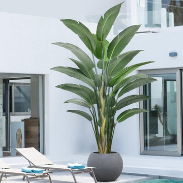 9FT Artificial Bird of Paradise Tree(108in) Tall Faux Plant with Large Trunks and Realistic 25 Leaves, Fake Tropical