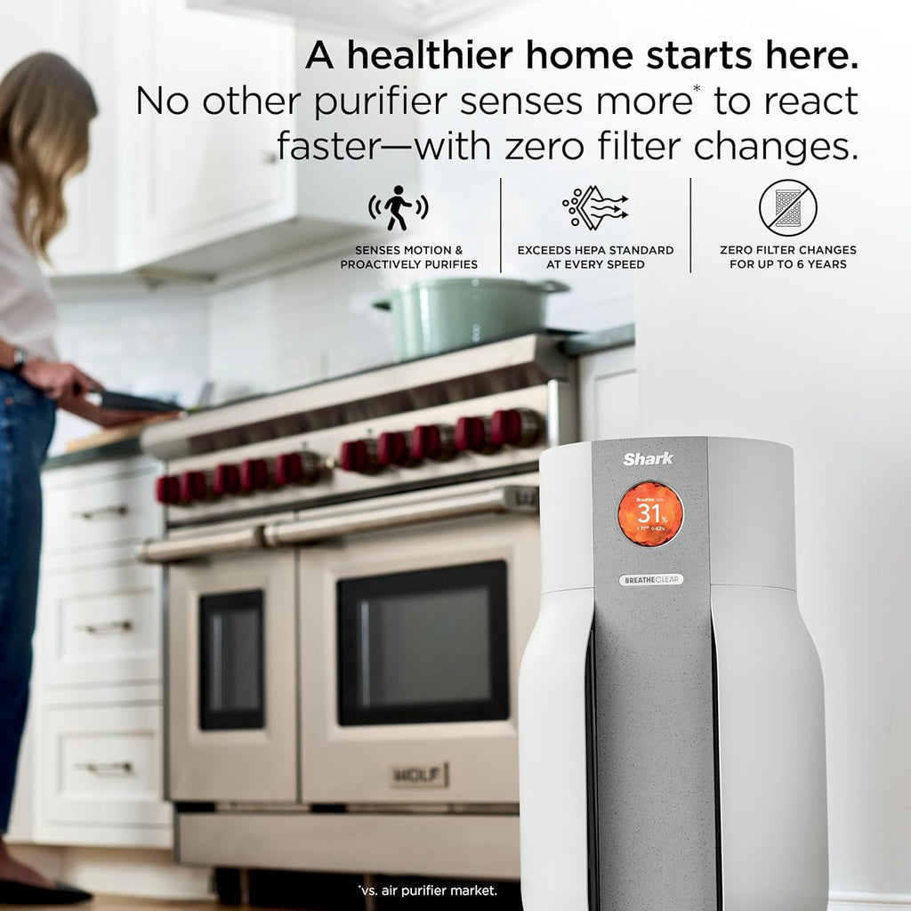 BreatheClear MAX with NeverChange, Intelligent Air Purifier for Home, Large Rooms, HEPA-Exceeding fo