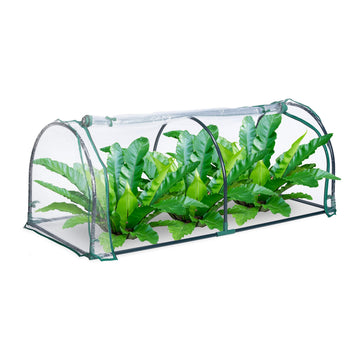 Foil Greenhouse, Plug-in System, Roll-Up Door, H x W x D: 50 x 130 x 60 cm, Steel & PVC, Transparent, Green