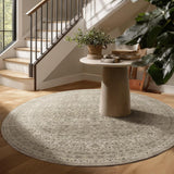 6ft Washable Round Rugs for Bedroom: Circle Living Room Rug Vintage Non Slip Low Pile Soft Faux Wool