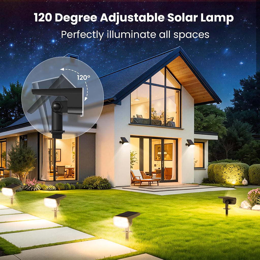 Solar Spot Lights Outdoor Waterproof,4 Pack,2 Lighting Modes Solar Spotlights, Solar Lights for Yard Garden Lawn