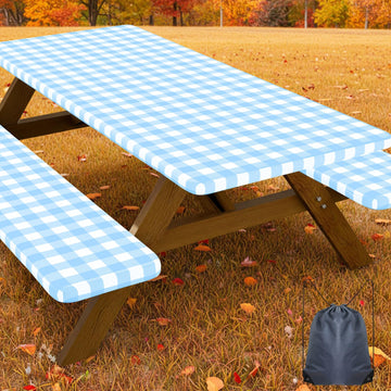 6FT Picnic Table Cover with Bench Covers, Elastic Fitted Tablecloth