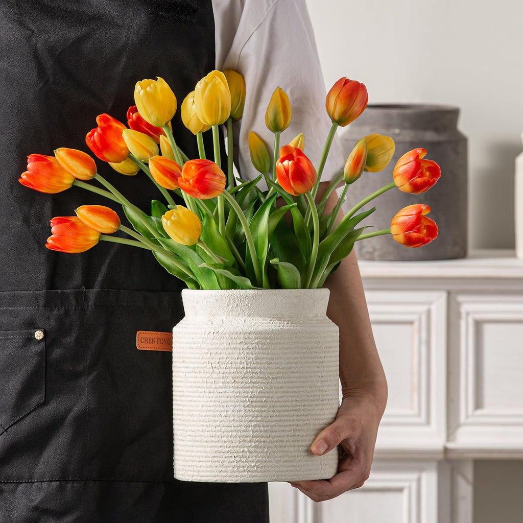 Ceramic Flower Vase 7.5 inch Farmhouse Rustic Vase