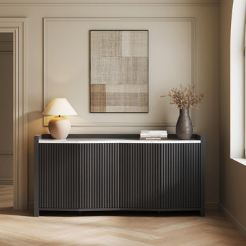 66 Inch Sideboard Buffet Cabinet, Accent Modern Credenza Storage with Adjustable Shelves