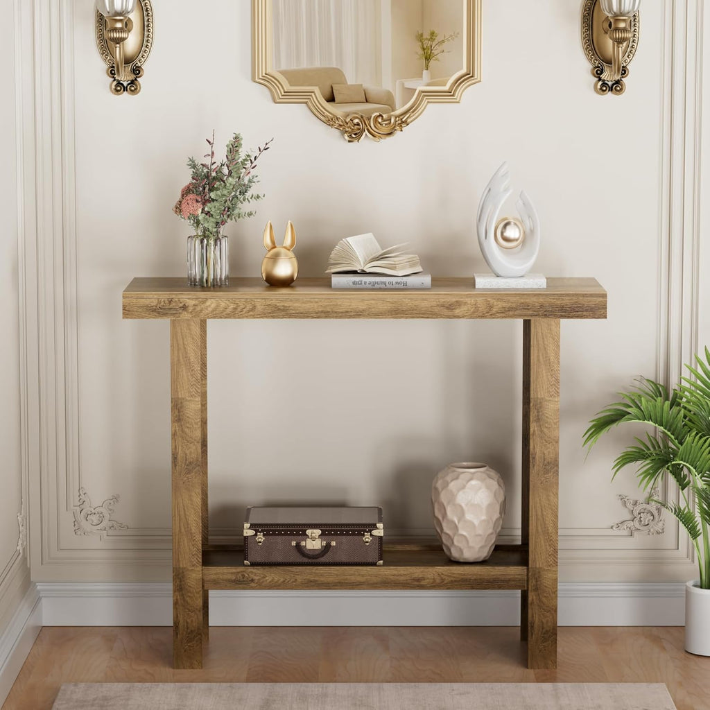 Farmhouse Wood Entryway Table Narrow Console Tables with Storage Behind The Couch Sofa, Entrance Side Table with