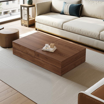 47.2" Sliding Top Coffee Table with Hidden Storage, Walnut