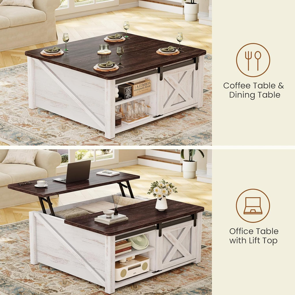 31.5" Lift Top Coffee Table with Storage, Square Coffee Tables