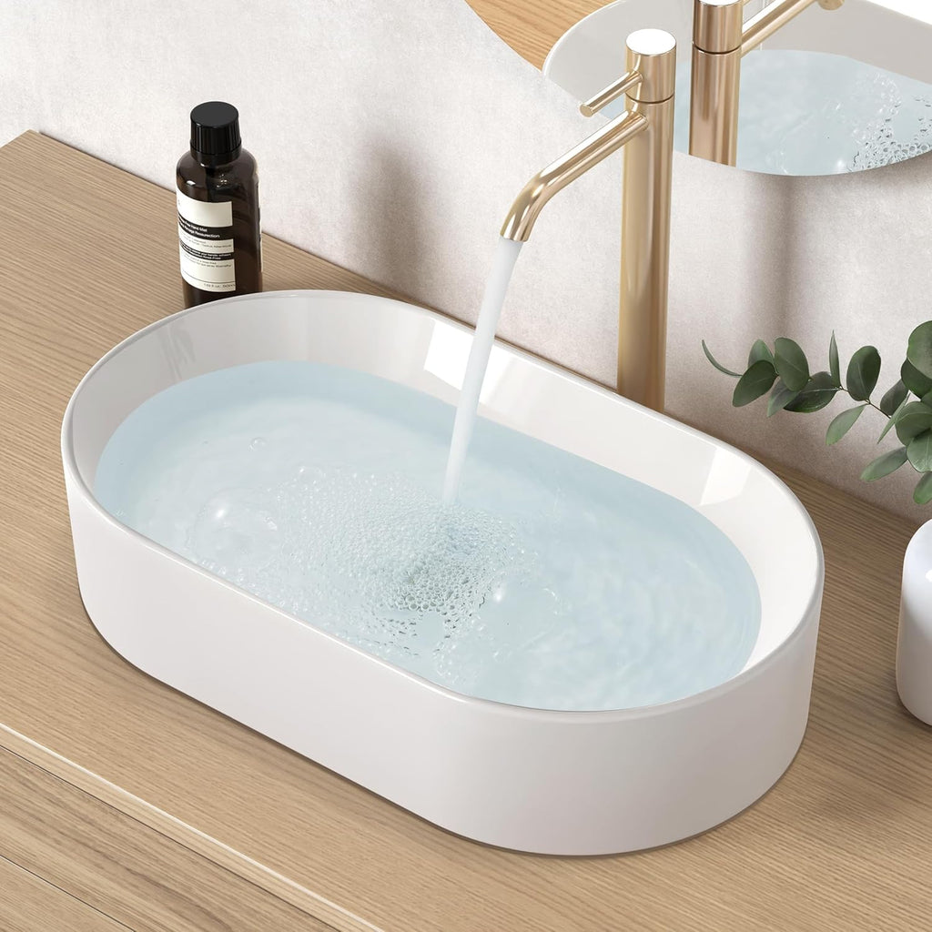 KES Bathroom Sink, White Vessel Sink for Bathroom