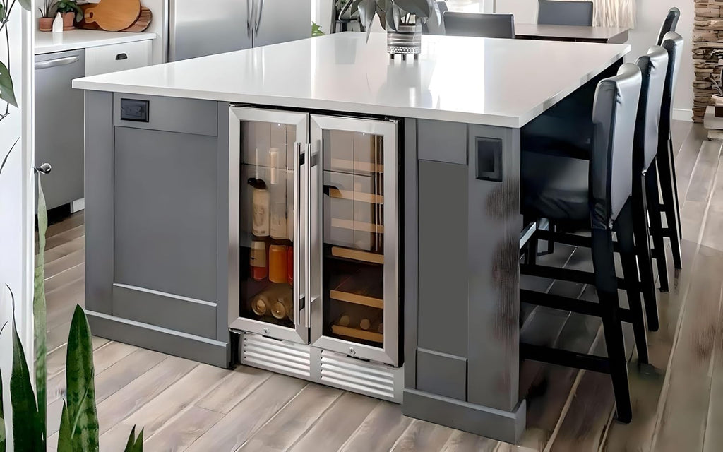 18 Bottle 56 Can Wine Fridge - Wine Cooler with Glass Door, 150 L Beverage Can R