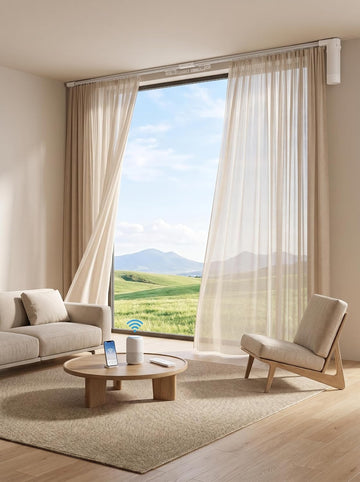 Curtain Rods for Windows up to 20"-165" Adjustable Length Electric Smart Curtain Track System with Remote, Motorized