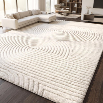 Beige Solid Color Area Rug, Large Washable Living Room Rug