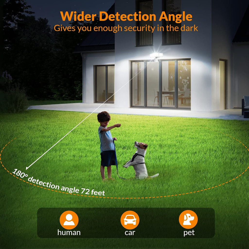 Solar LED Security Lights, PIR Motion Sensor Outdoor, 1600LM, Yard | 5500K Daylight, 72FT180° Motion Sensor Flood