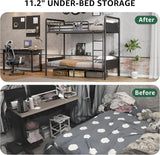 Bunk Bed Twin Over Twin, Heavy Duty Metal Bunkbeds with Ladder and Full-Length Guardrail