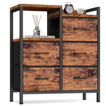 Rustic Brown Dressers , 5 Drawer Dresser for Closet
