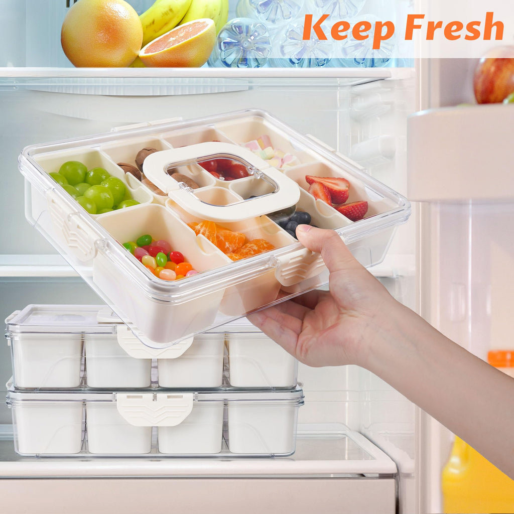 2Pack Snackle Box Containers Dishwasher Safe Divided Serving Tray with Lid