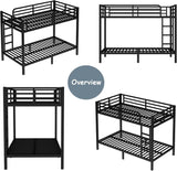 Metal Twin XL Over Twin XL Bunk Bed for Adults/Kids,Heavy Duty Adults Bunk Beds with Guardrail & Ladders,Twin XL Size