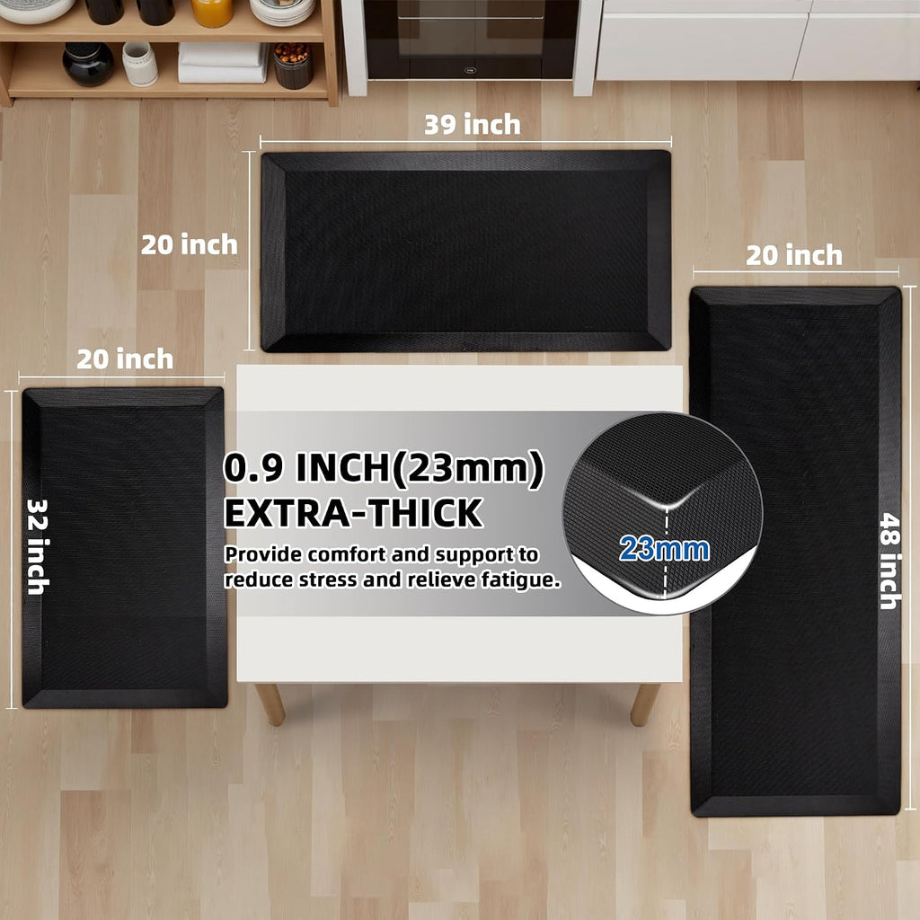 Extra Thick Anti Fatigue Mat Floor, 20x48, Black | 9/10 Inch Thick, Cushioned Standing Desk Mat, Memory Foam
