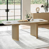 63-80 Inch Extendable Round Dining Table for 4-6, Wooden Oval Kitchen Table with Hidden Leaf & Rounded Corners