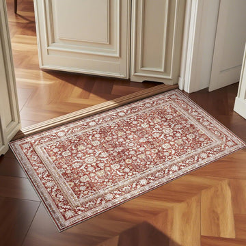 Vintage RED Area Rugs 2x3, Washable Rug