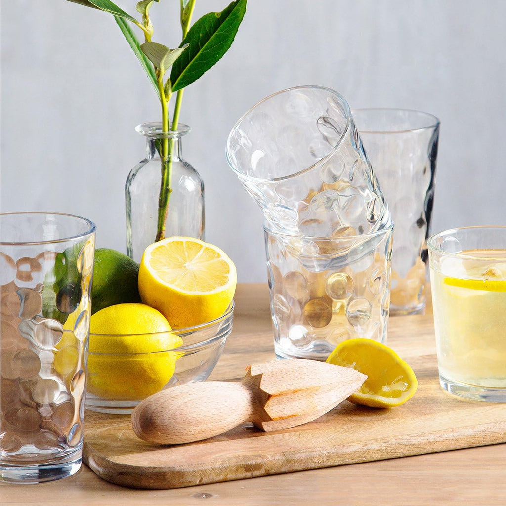 Glassware Set 18 Piece Mixed Drinkware Set. 6 Highball Tumblers-17 oz., 6 Rock Whiskey-13 oz., and 6 Juice-7 oz. All