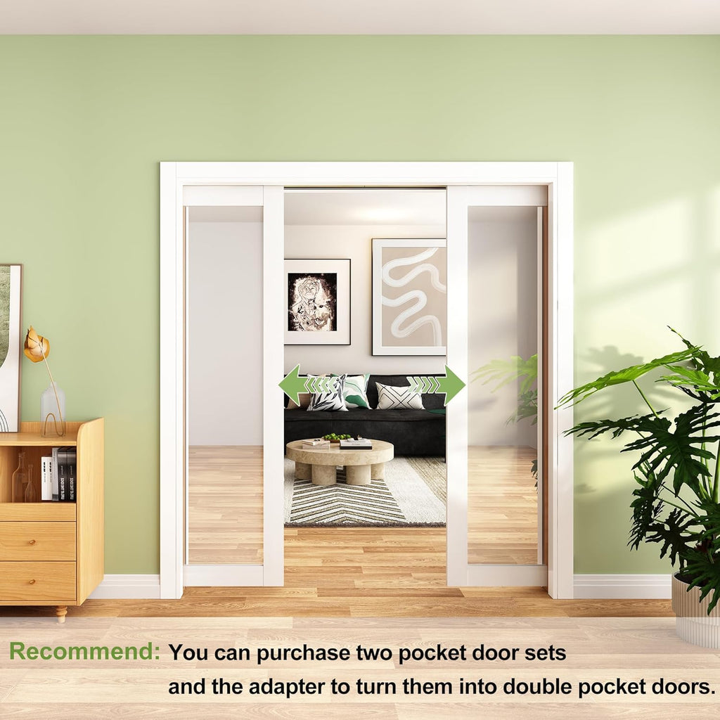Pocket Door 30"x80", 1-Panel Mirrored Sliding Pocket Door with Soft Close Hardware Kit, Sturdy Solid