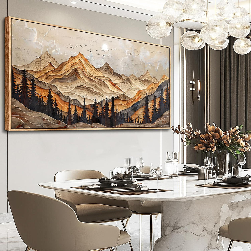 Large Framed Wall Art Decoration Abstract Wall Paintings Mountain Landscape Pictures Nature Forest Office Artwork